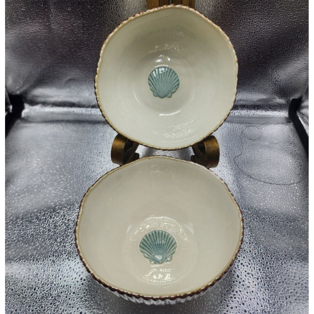 Cracker Barrel  Sea Shell Coastal/Nautical Soup/Cereal/Salad Bowls (2) "READ"